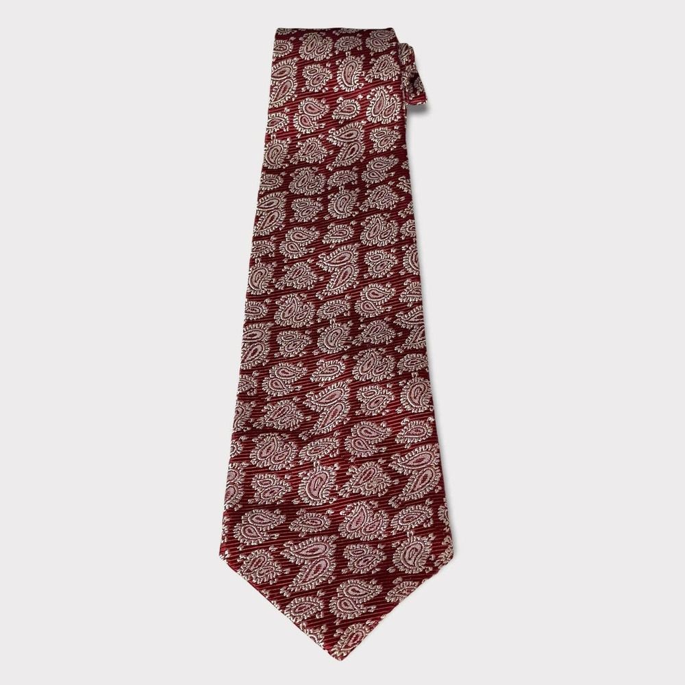 Vintage Men's Neck Tie Burgundy with White Paisley RN33585
